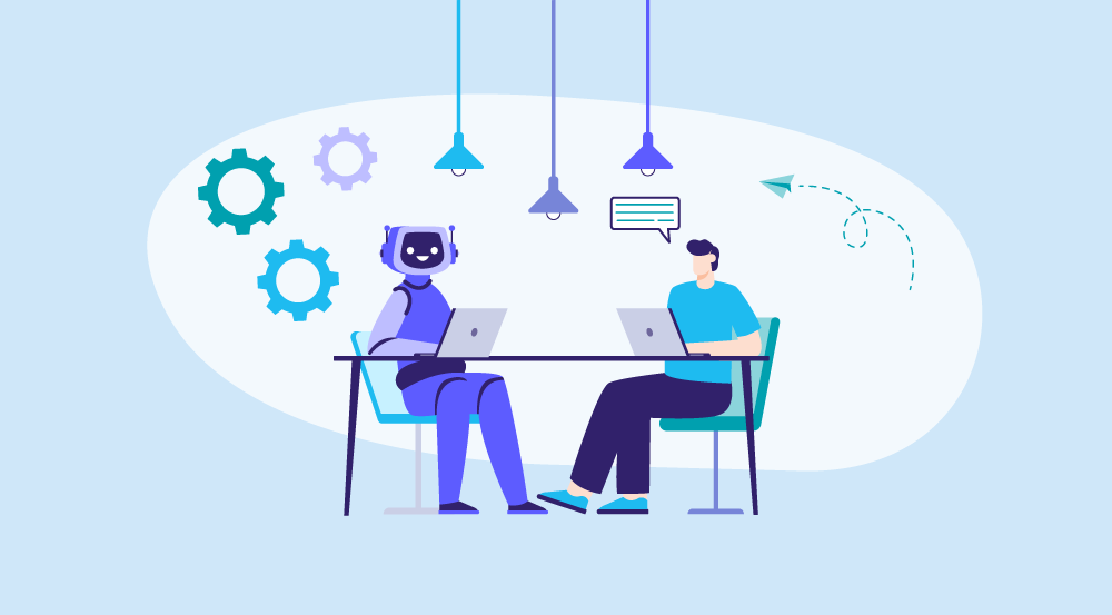 A conceptual illustration representing AI agents in recruiting.