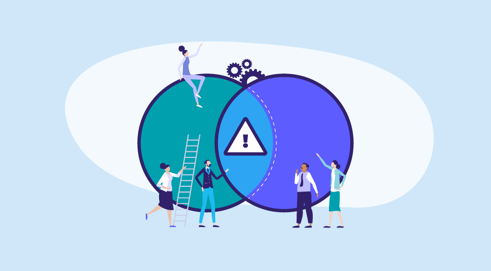 Conceptual illustration representing workplace conflict examples.