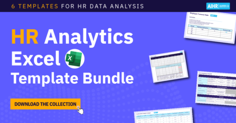HR analytics Excel template bundle with six templates for analyzing turnover, recruiting, and compensation data.