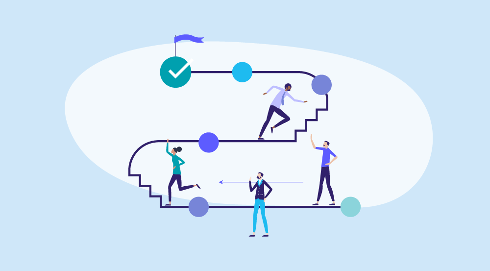 Conceptual illustration of HR career advancement.