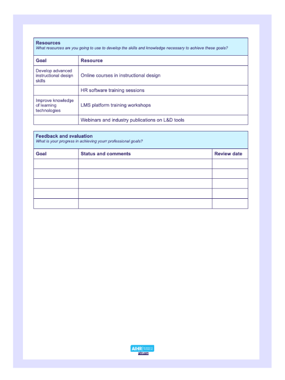 A preview of L&D Professional Development Plan.