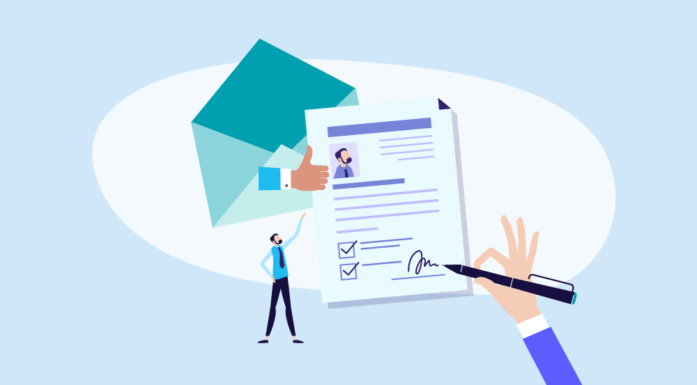 A conceptual illustration representing an employee application form.