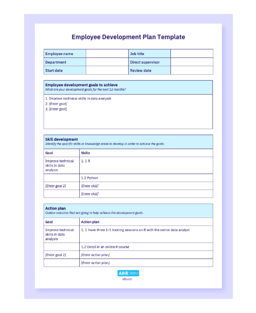 Employee development plan template.